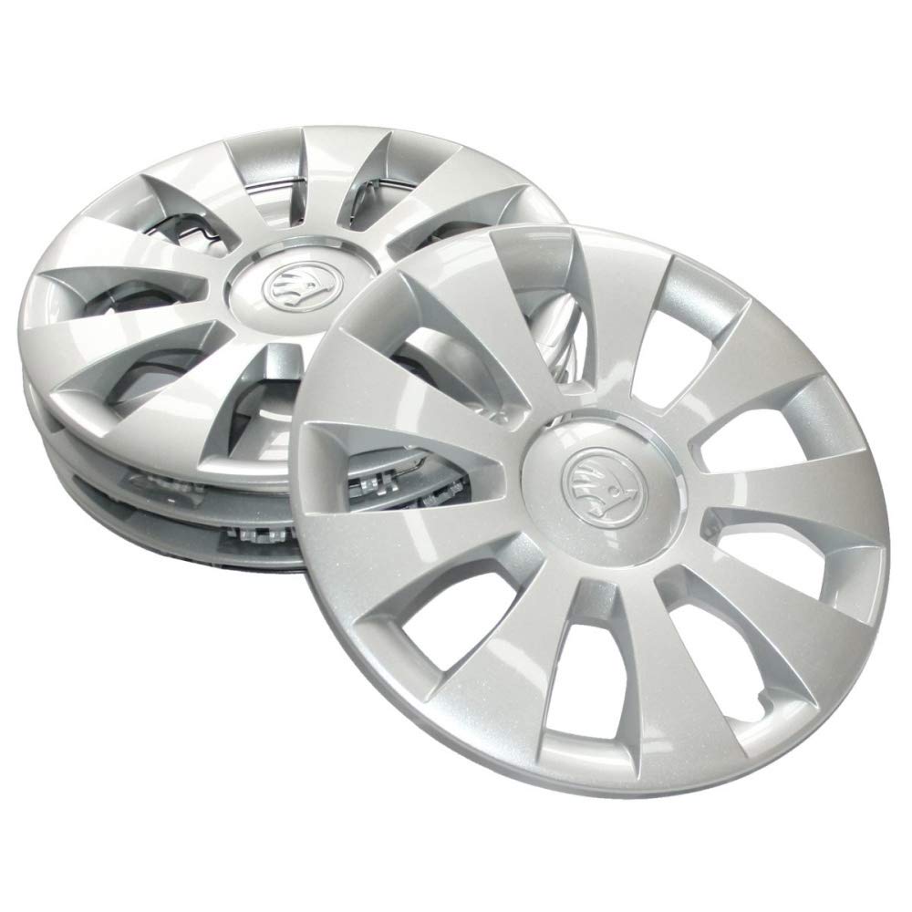 Skoda Hermes 657071455 Wheel Trims (4 Pieces) 15 Inch Wheel Trims, for 6Jx15 ET35 Steel Rims, Silver