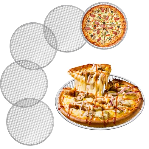 BOHUIZ 6 Pcs Aluminum Alloy Pizza Screen, 12 Inch Pizza Tray Pizza Pan for Oven Round Pizza Crisper Pan Pizza Baking Screen for Home Kitchen, BBQ, Seamless