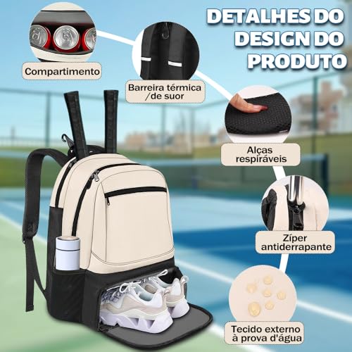 Bolsas Grandes para Raquetes, Mochilas de Tênis para Homens e Mulheres, Mochila Grande para Raquetes Homens e Mulheres