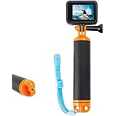 Alsukeay Waterproof Floating Hand Grip Handle for GoPro Hero 12 11 10 9 8 7 6 5 4 Session 3+ 2 1 Fusion Max Black Silver Acti