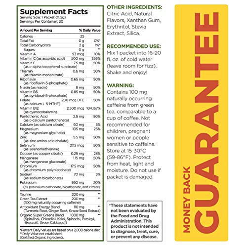 Pureboost Superfoods Clean Energy Drink Mix with B12, 7 Organic Green Superfoods Powder and