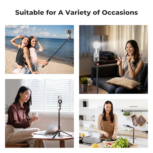 K&F CONCEPT Magnetic Mobile Phone Tripod with Remote Shutter, 1.8 m Portable Extendable Selfie Stick, Double-Sided Magnet, Made of Aluminium Alloy, Compatible with iPhone/Samsung/Android Mobile Phones