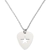 POYAMUSE Guitar Pick Pendant Necklace for Men - Stainless Steel Guitar Pick Necklace for Women and Men, Music Pendant Necklace Jewelry, Rock Accessories