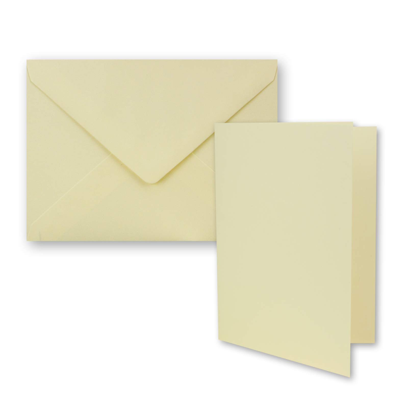 50x DIN B6 folding card set with envelopes in vanilla (cream tone) - 120 x 170 mm - ideal for invitation cards, wedding, baptism, communion, confirmation - Brand: FarbenFroh
