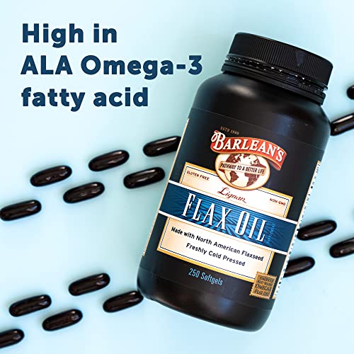 Barlean's Flax Oil Softgels with 1,650 mg ALA Omega3 Fatty Acids for