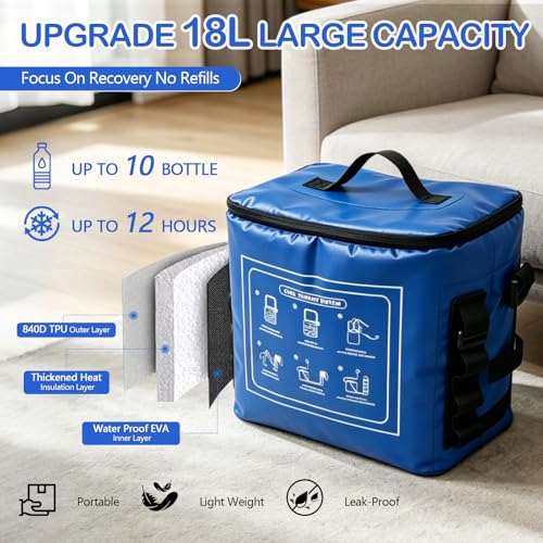 Dispositivo per Crioterapia con Timer, Sistema Portatile da 18L per Ginocchio, Spalla & Articolazioni, Circolazione di Acqua Fredda con Fascia di Compressione, per Recupero & Riduzione del Gonfiore