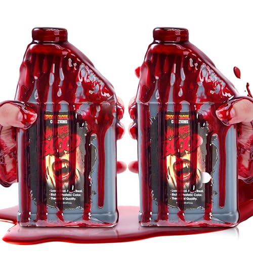 Spooktacular Creations 2 Packs Fake Blood, 16oz Each Halloween Liquid Vampire Blood, Stage Blood for Halloween Costume, Zombie, and Monster Cosplay Makeup Decoration
