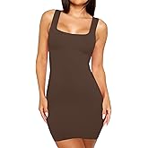 Misng Women's Square Neck Bodycon Mini Dress Basic Club Party Short Dresses