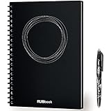 RUBbook Reusable Notebook 3.0 With Erasable RUBpen, Smart Everlast Notebook, Evernote Storage - Upload and Save Notes, Erasable Spiral Notebook (B5,Black)
