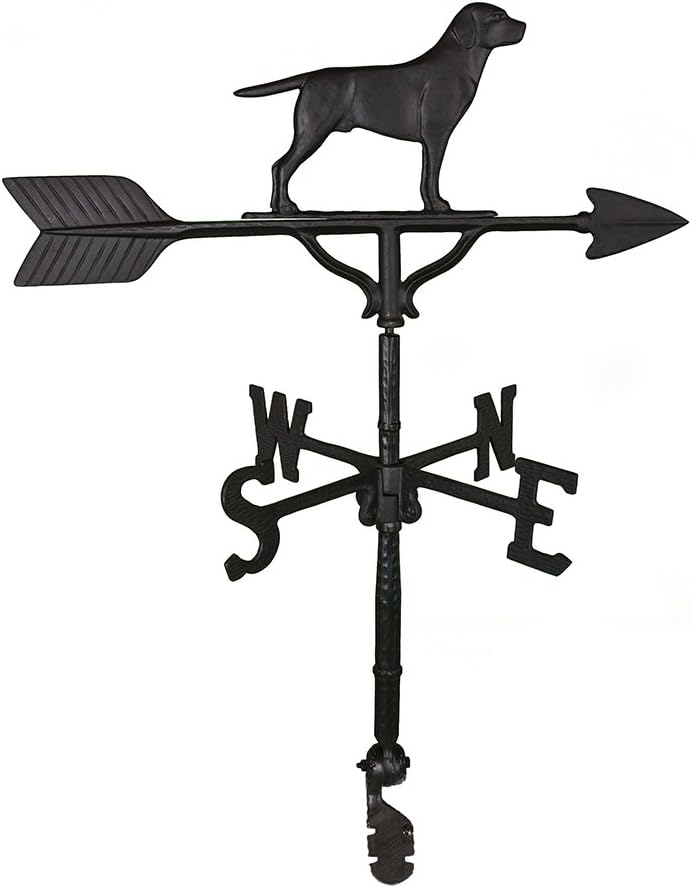 Weathervanes - Montague Metal Products 32-Inch Weathervane with Satin Black Retriever Ornament