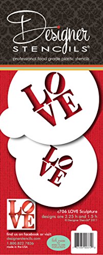 Designer Stencils C706 LOVE Sculpture Cookie Stencil Set, Beige/Semi-Transparent