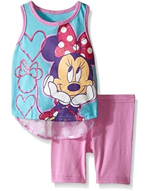 Girls' 2 Piece Minnie Hi-lo Tank With Chiffon Back Bike Short Set