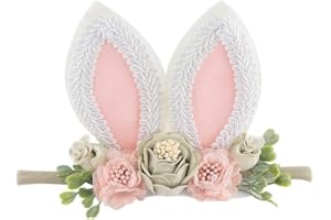 GEZISAN Baby Girl Floral Easter Bunny Nylon Headband Flower Elastic Hairband Bows Wraps For Newborn Infant Toddler Hair Accessories (RT004)