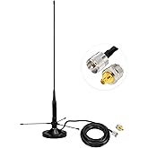 Bingfu Antena de radio de jamón móvil para vehículo con aviones de tierra de doble banda VHF UHF 136-174MHz 400-470MHz Montaj