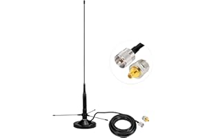 Bingfu Vehicle Mobile Ham Radio Antenna with Ground Planes Dual Band VHF UHF 136-174MHz 400-470MHz Magnetic Base Mount Soft Whip Antenna PL259 Male Connector for Car Marine Amateur Radio