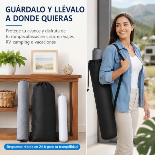 Porta Puzzle, Porta Quebra Cabeça 1000 1500 2000 Peças, Tapete Quebra Cabeça Enrolável, com 10 Separador de Peças Quebra Cabeça e Bolsa de Armazenamento Portátil (Preto)