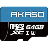 AKASO 64GB microSDXC U3 Memory Card - Up to 100MB/s, UHS-I C10, U3, Full HD, 4K UHD, MicroSD Card