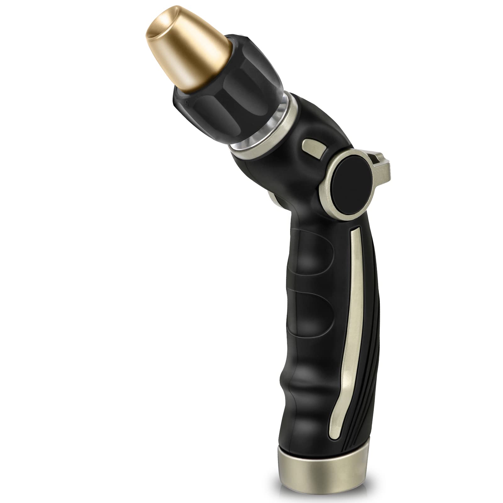 Photo 1 of RESTMO High Pressure Hose Nozzle Sprayer, Heavy Duty Brass Head, Metal Water Hose Nozzle for Car Washing, Garden Cleaning, Lawn and Plant Watering, Adjustable Thumb Flow Control, 4 Spray Patterns