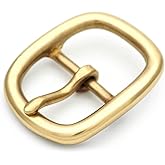 CRAFTMEMORE Solid Brass Belt Buckle Single Prong Buckle for Replacement, DIY Leather Craft SCBB