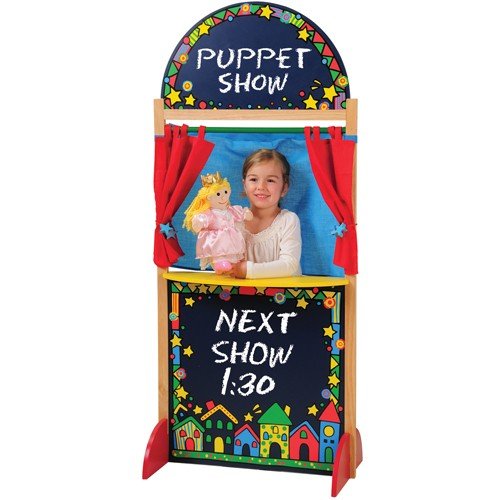 Kid-Sized Hardwood Puppet Theater with Chalkboard