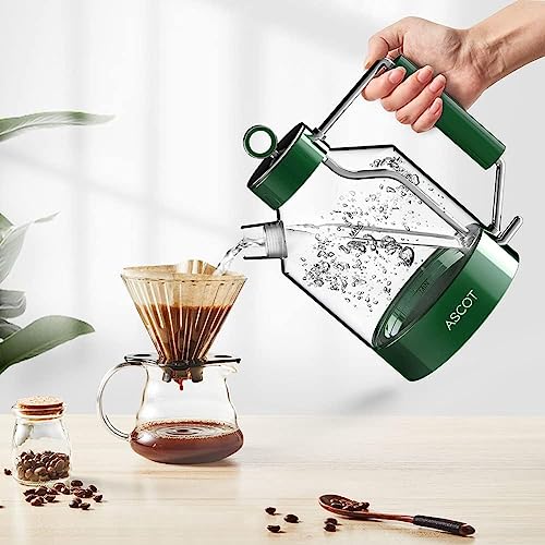 Electric Kettle, ASCOT Glass Electric Tea Kettle 1500W Retro