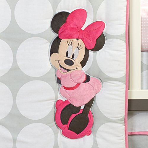 Disney Minnie Mouse Polka Dots 4 Piece Nursery Crib Bedding Set, Light