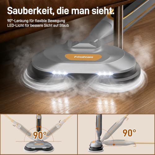 FUNSTEAM Steam Mop with Double Rotation and Self-Propelled | 6 washable microfibre pads, 4 cleaning modes, for tiles, laminate, parquet and sealed hard floors