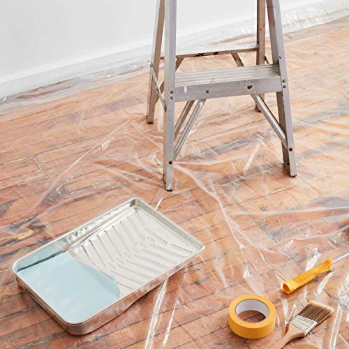 KINGPLAST Plastic Drop Cloth for Painting 9 x 12ft x 1mil Clear