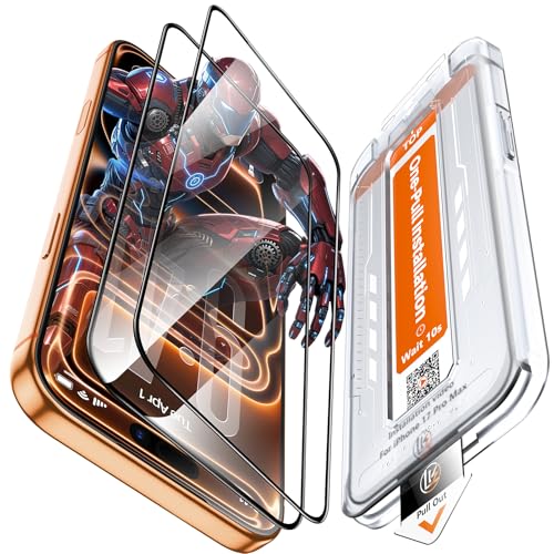 LK 2 Pack for iPhone 17 Pro Max Screen Protector Tempered Glass, Military Grade Shatterproof [Auto Dust-Elimination, 0 Dust & Bubbles] Anti-Scratch, Max Coverge Screen Protector for 17 Pro Max
