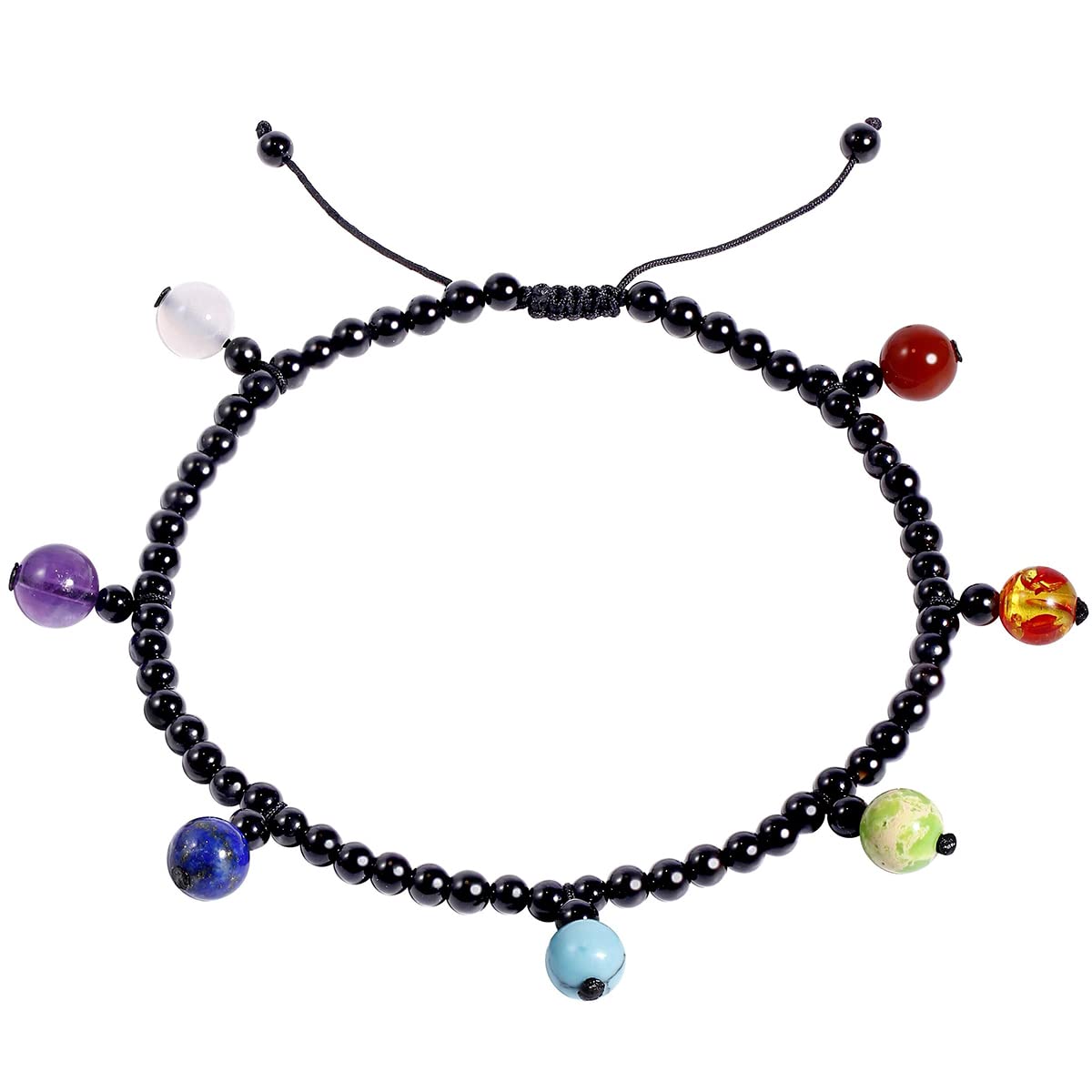 Jewboo 7 Chakra Anklet Bracelet for Women Healing Bracelet with Real Stones Beach Foot Yoga Meditation Balance Healing Jewelry Anxiety Relief Adjustable