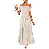 ZESICA Women's Off The Shoulder Maxi Dress 2026 Summer Sleeveless Casual Slim Swing Pleated Formal Party Dresses