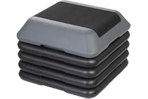 Stanz (TM) 16"x16" Adjustable High Stepper Aerobic Platform with 4 Risers, Height-Adjustable 4"-6''-8''-10''-12" Step Aerobic