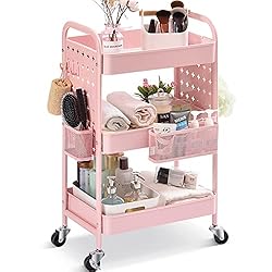 TOOLF 3-Tier Utility Cart, Metal Rolling Storage