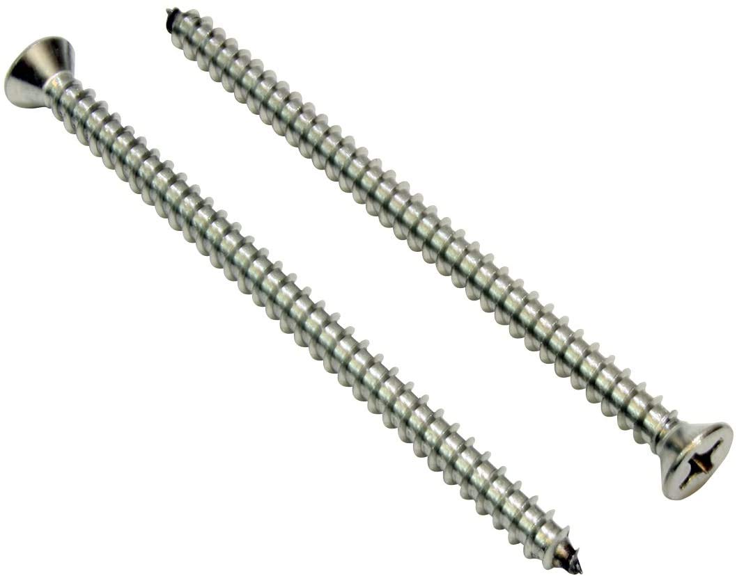 #10 x 2", (25 pcs), 100-88 Stainless Flat Head Phillips Wood Screw, 18-8 (304) Stainless Steel Screws by Persberg