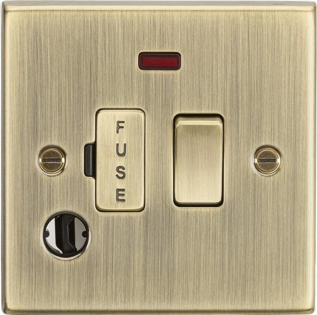 Knightsbridge CS63FAB 13A Switched Fused Spur Unit with Neon & Flex Outlet - Square Edge Antique Brass