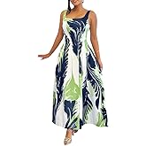 CHCIME Women's Summer Floral Boho Dress Square Neck Spaghetti Strap Flowy A Line Sundress Beach Vacation Maxi Dresses