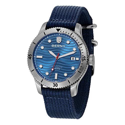 BERNY Dive Watch for Men Automatic Watch 20ATM Waterpoof Sport Mechanical Wristwatch HV600 Hardness Sapphire Glass Diving Swimming Men's Watch Super Luminous