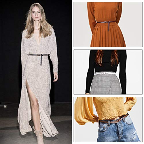 JasGood Women\'s Skinny PU Leather Belt Solid Color Fashion Thin Waist Belt with Gold Buckle for Jeans Pants 1/2 Width (Best for Pant Size 23\