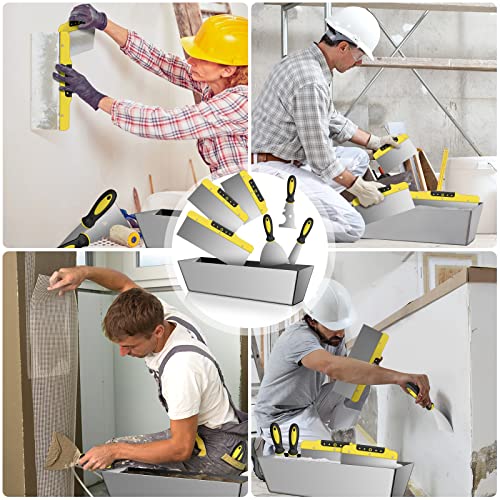 Drywall Knife Set, 7 Pieces Stainless Steel Drywall Hand Tool Kit