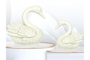 TANGWIN 2 Pack Window Treatment Finials for 1 Inch or 7/8" Curtain Rods，White Curtain Rods Replacement Finials with M6 Screw,Decorative Hand Carved Swan Finials for Drapery Rods,Set of 2,Antique White