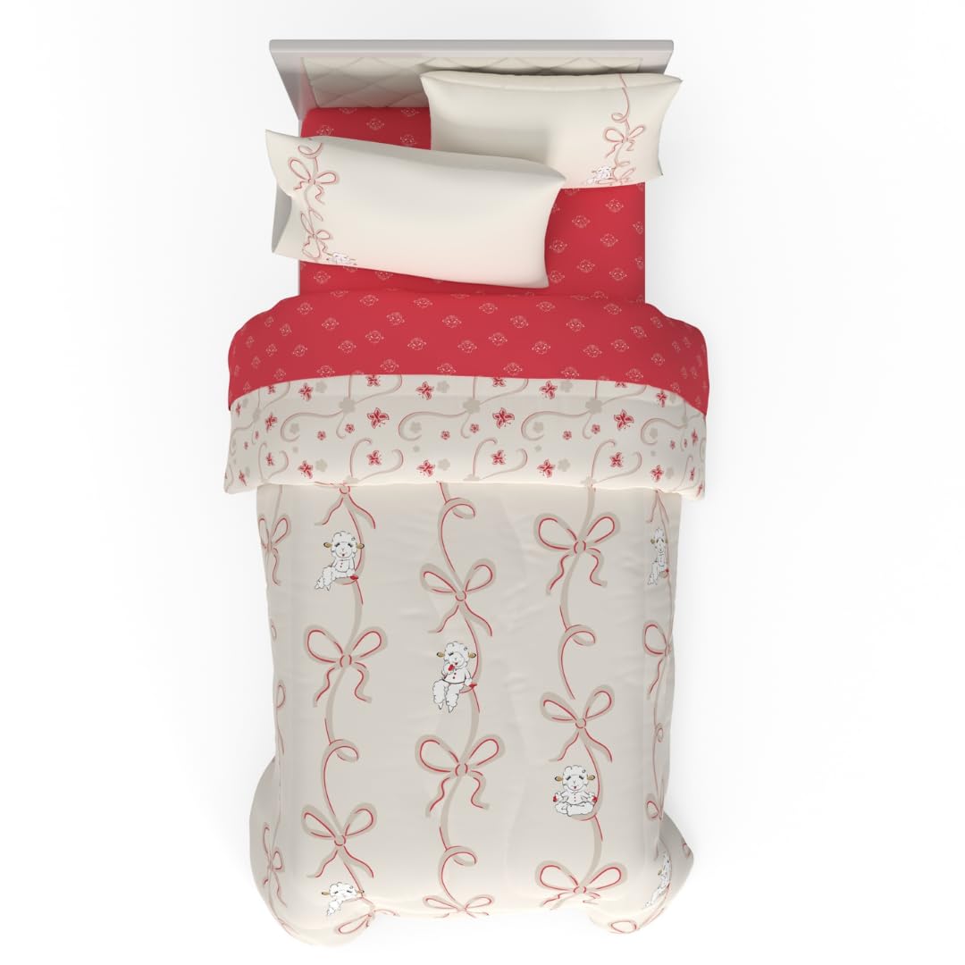 Lamb Chop Retro Classic 5 Piece Twin Bedding Set - Super Soft Cozy Reversible Comforter and Sheet Set with Sham, (Officially Licensed Product) by Franco Image