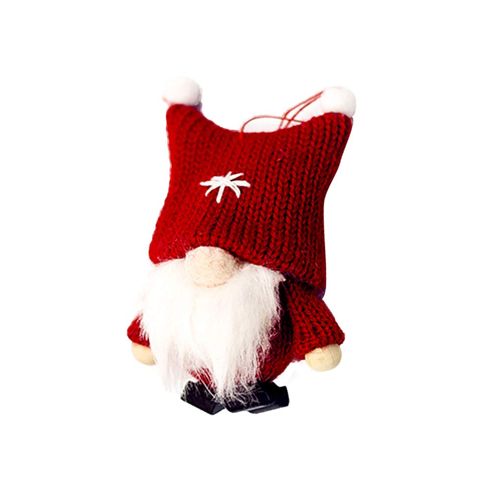 Amosfun Gnome Swedish Tomte Xmas Tree Hanging Figurine For Home Ornaments Red