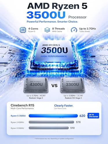 GMKtec 1TB PCIe 3.0x4 SSD AMD Ryzen 5 Mini-PC 3500U (more powerful than 4300U/N150/N100/N95 4C/8T 4.50 GHz), G10 Mini-Computer, 16GB DDR4 RAM 3200MHz, WiFi 5/USB 3.2/USB-C/BT 5.0