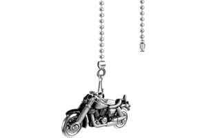 OMYZERO 12 Inch Cool Moto Ceiling Fan Pull Chain Extender with Ball Chain Connector, Pull Chains for Ceiling Fans and Lights, Decorative Fan Pull Chain Pendant Extension (Silver)