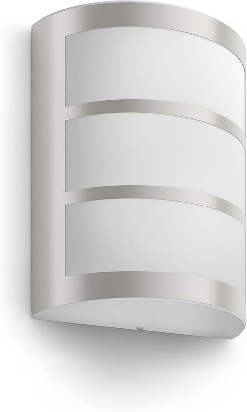 Philips myGarden Python LED Outdoor Wall Light [Stainless Steel] (Integrated 1 x 6 W LED Light), for Garden and Patio Lighting