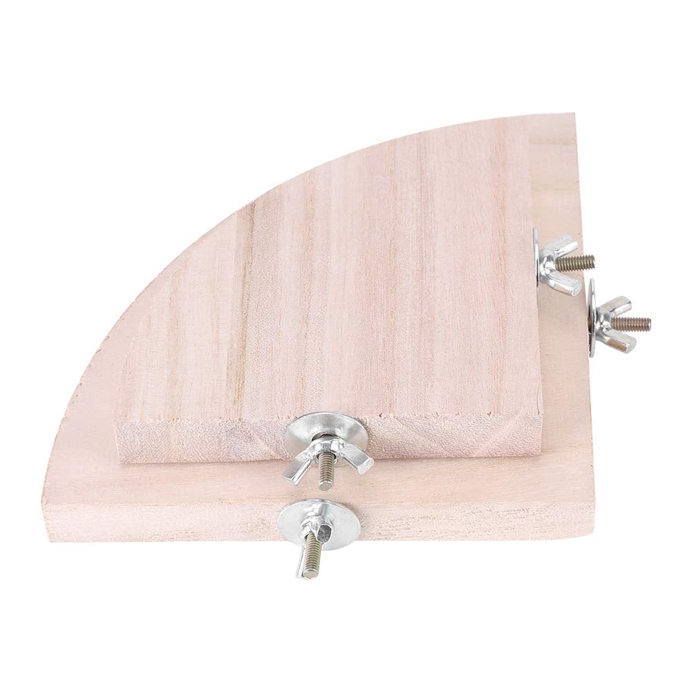 Bird Platforms, 2 PCS Wooden Stand Perches for Parrot Cage Pet Parakeet Budgie Toys Hanging Hamster Fan Shape Play