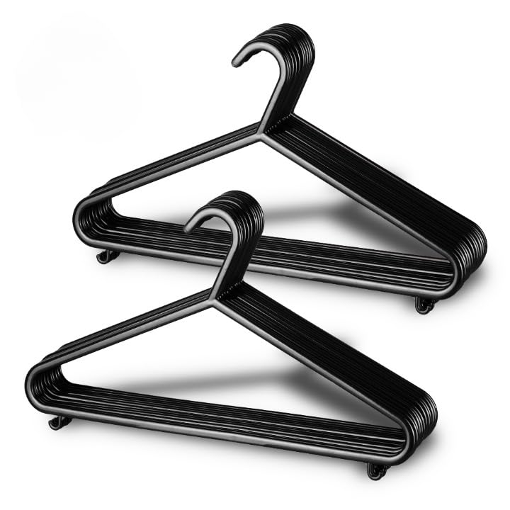 Aspect Plastic Coat Hangers, Heavy Duty Adult Size, Black, Pack of 25