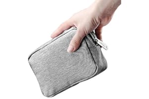 E-Tree 7 inch Canvas Zippered Small Bag, Mini Travel Makeup Carrying Case, Cosmetic Bag, Portable Electronics Accessories Org