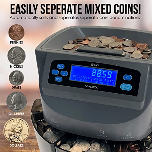 Nadex S540 Pro Coin Counter, Sorter, and Wrapper Sorts up to 300