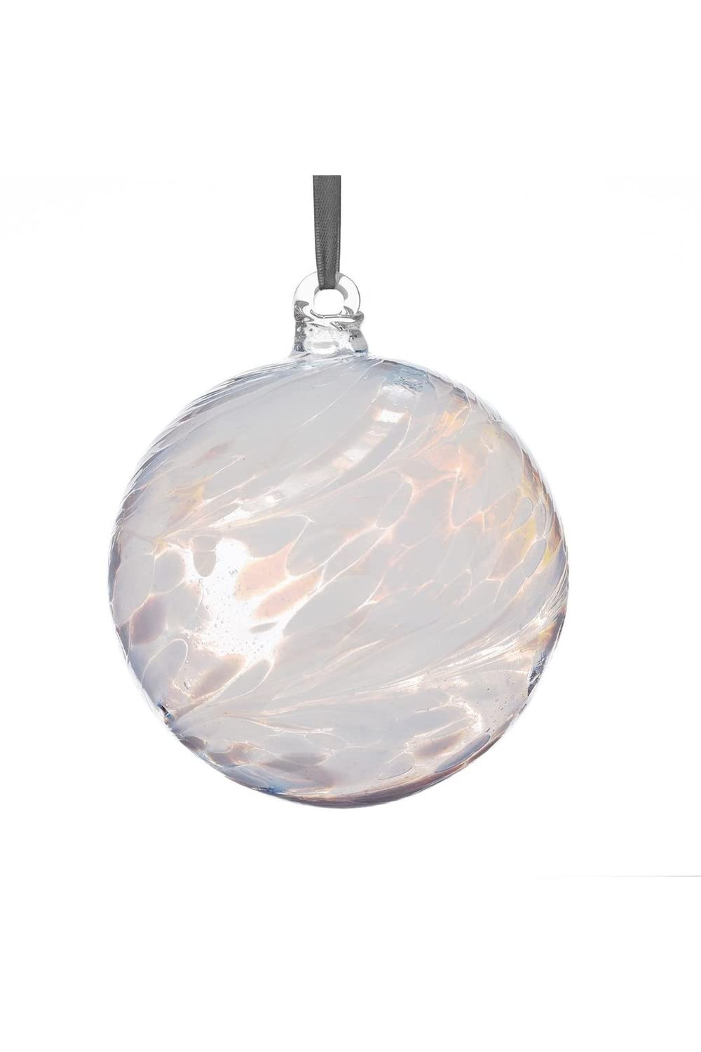 Sienna Glass 10cm Diamond Wedding Friendship Ball – Handcrafted Mouth-Blown Glass Ornament – Gift Boxed Decoration for 60th Wedding Anniversary, Windows, Gardens, Memorials, Anniversaries, Home Decor